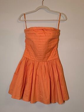 Band of the Free | Strapless Orange Pleated Bodice Sundress